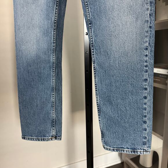 Nudie Solid Ollie Slim Fit Worn Vintage Straight Leg Jeans 36x32 NEW Blue Denim - Picture 5 of 9